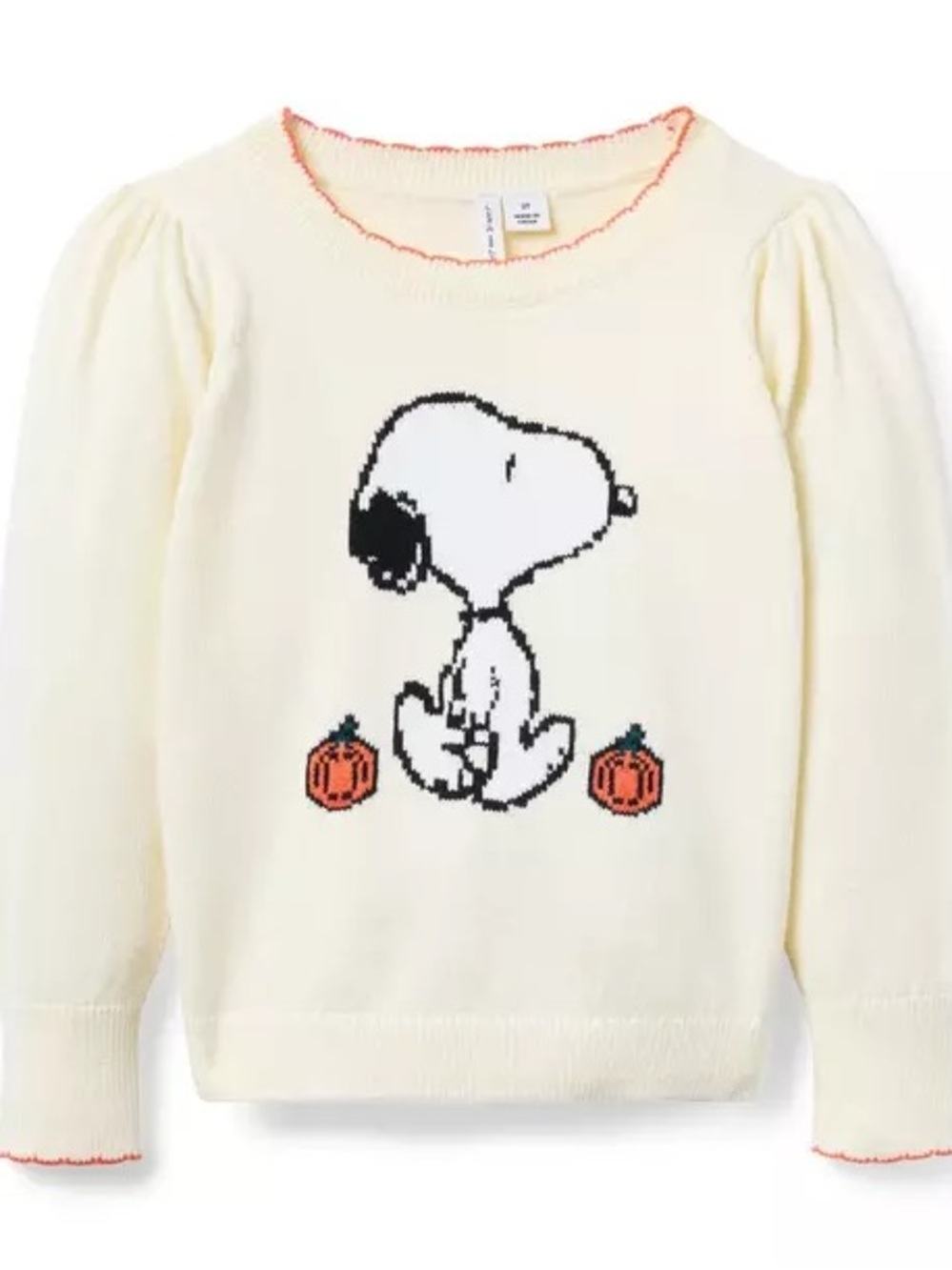 Size 8 Girl’s Janie and Jack Peanuts Snoopy Pumpkin Sweater freshwater pearl